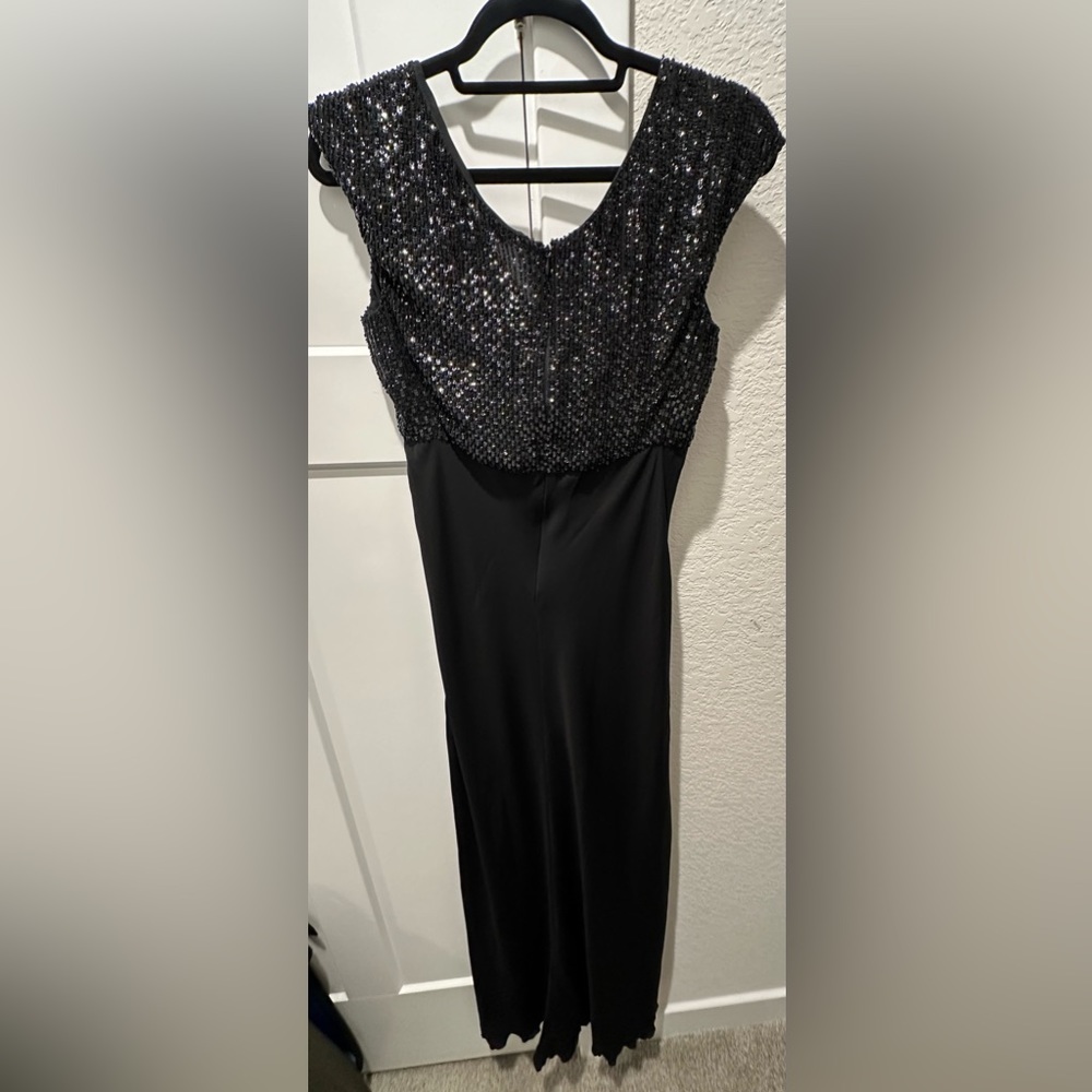 floor length armani collezioni black beaded evening gown